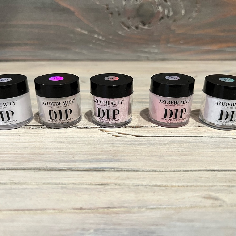 Set Of 5 Azure Beauty Dipping Powder For Nails .33 Oz Manicure